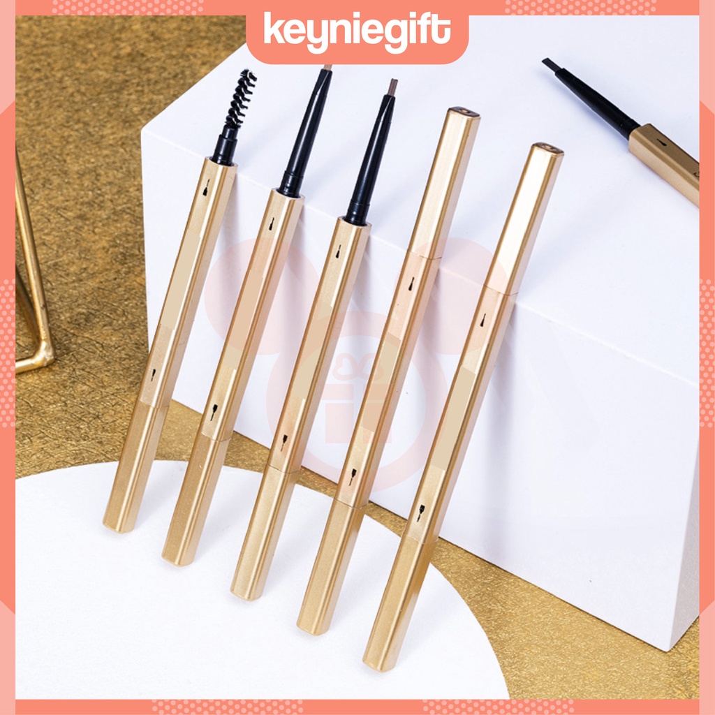 Gold Double Head Eyebrow Long Lasting Waterproof Pensil Alis Emas Tahan Lama Original SK005