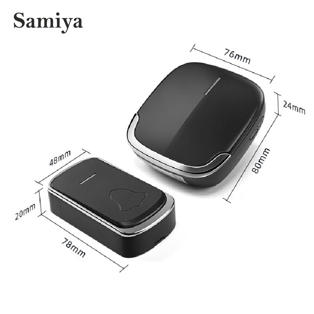 bel rumah wireless hitam  anti air / door bell wireless black waterproof 1receiver dan 2receiver