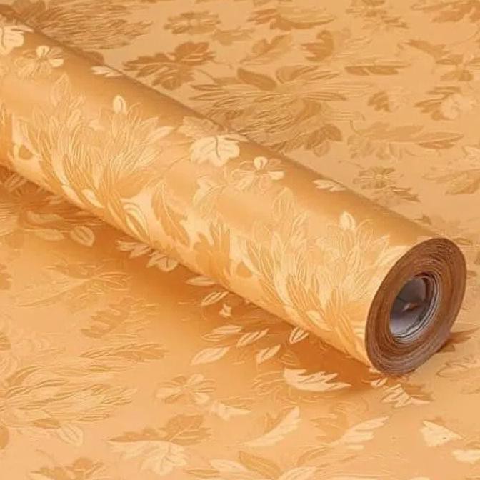 Cuci Gudang Wallpaper Stiker Dinding Bunga Daun Gold Promo