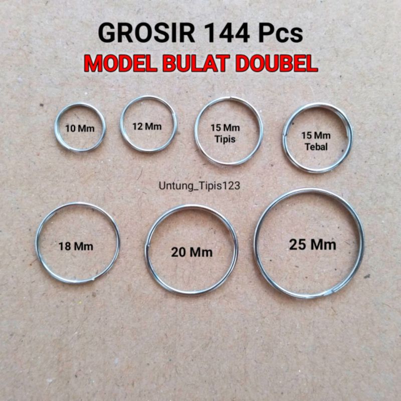 Ring ganci bulat Ring gantungan kunci double isi 144 Pcs Ring Nikel