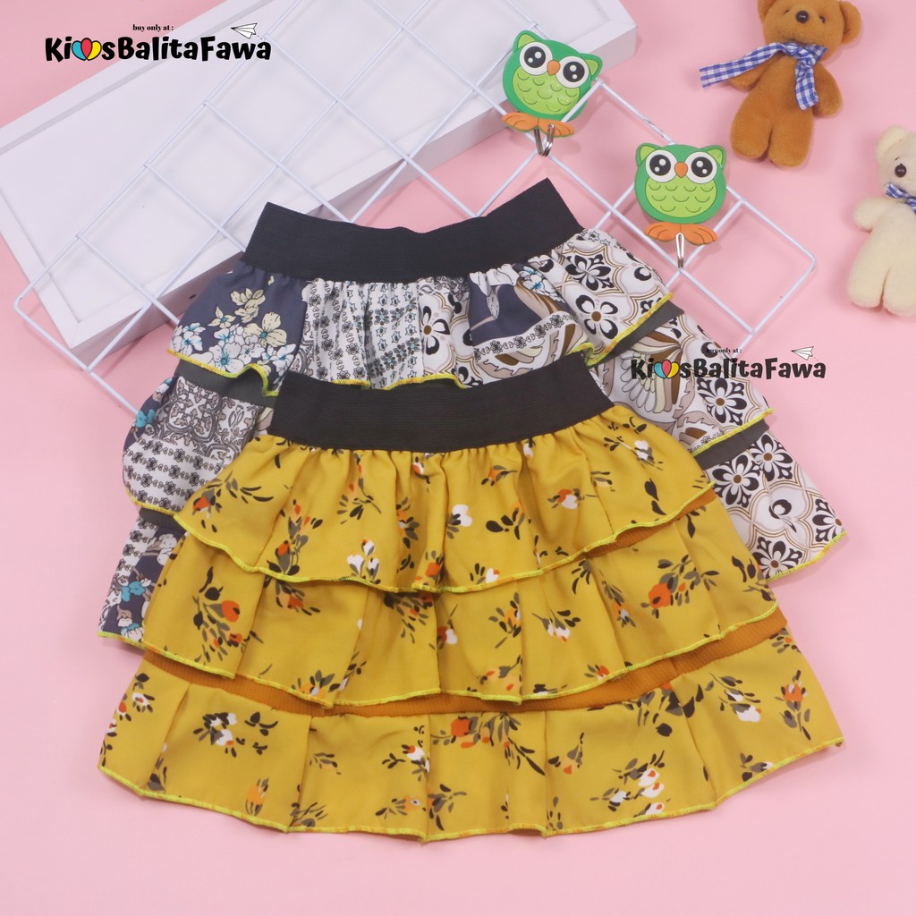 Rok Tumpuk Motif uk 3-4 Tahun / Rok Anak Perempuan Cewek Murah Skirt Pendek Polos Lucu Grosir Cewek