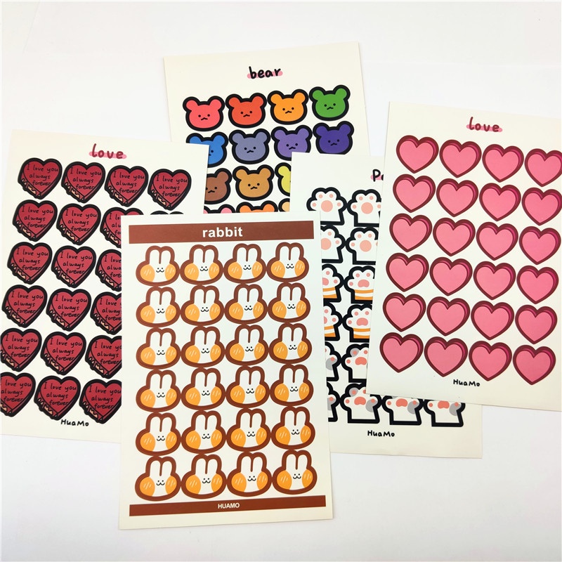 2 Pcs/set Korean Sweet Style Heart Cake Bear Pattern Waterproof Stickers for Cell Phone Decoration