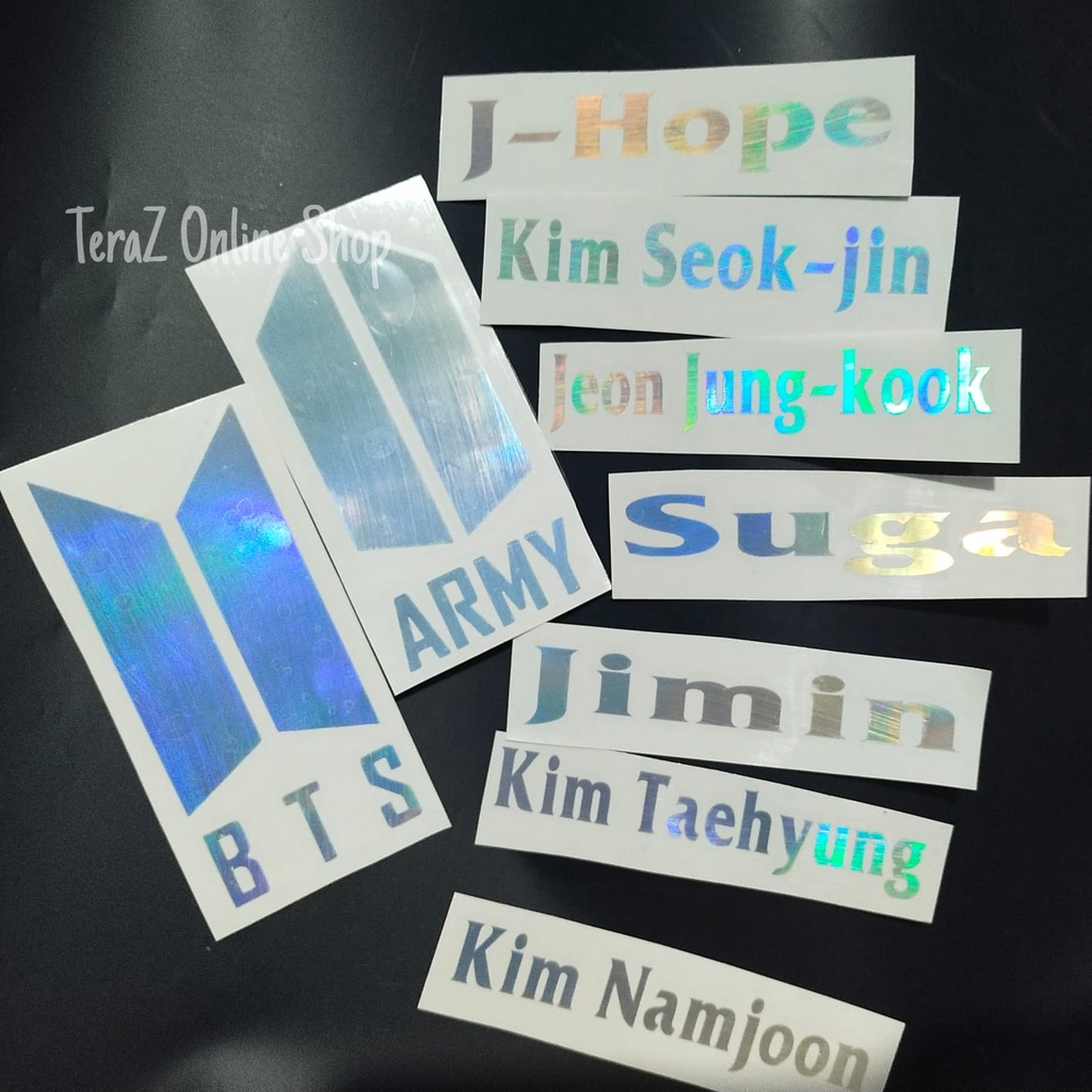 BTS ARMY sticker / stiker cutting hologram logo bts army dan nama member bts