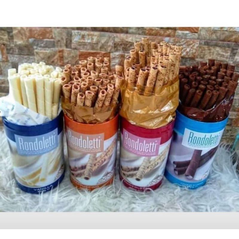 

Rondoletti wafer stik,reques rasa.vanila,chococrem,capucino dan chocolate