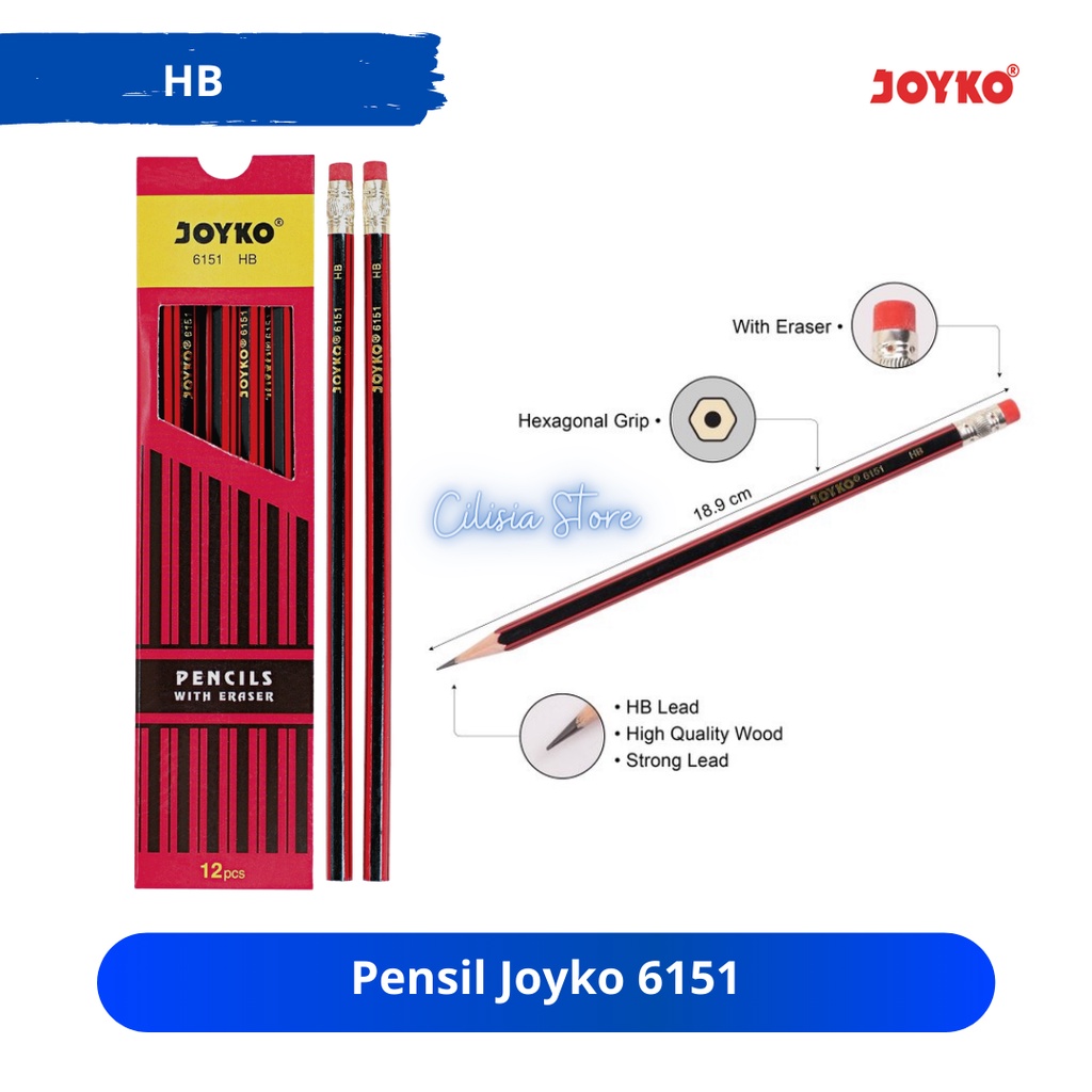 

Pensil HB Joyko 6151 / Pensil Kayu / HB / Pencil / BOX Isi 12 PCS
