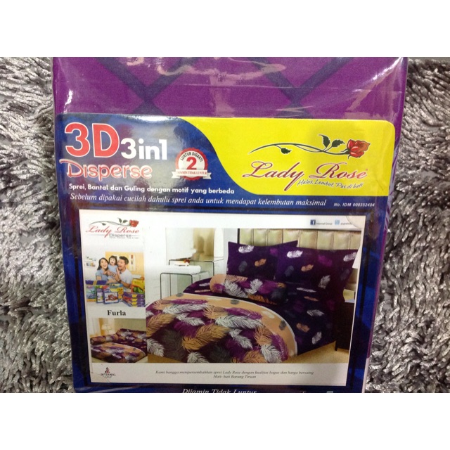 Sprei motif minimalis furla ungu king size 180x200 lady rose motif bulu bulu disperse