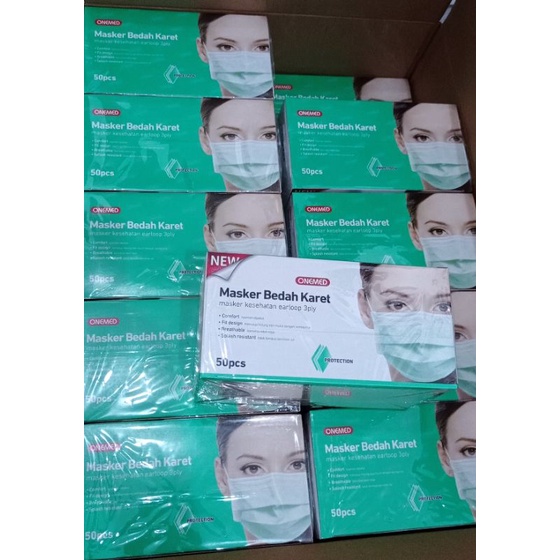 Masker Bedah 3 Ply Original One Med Earlop Hijau