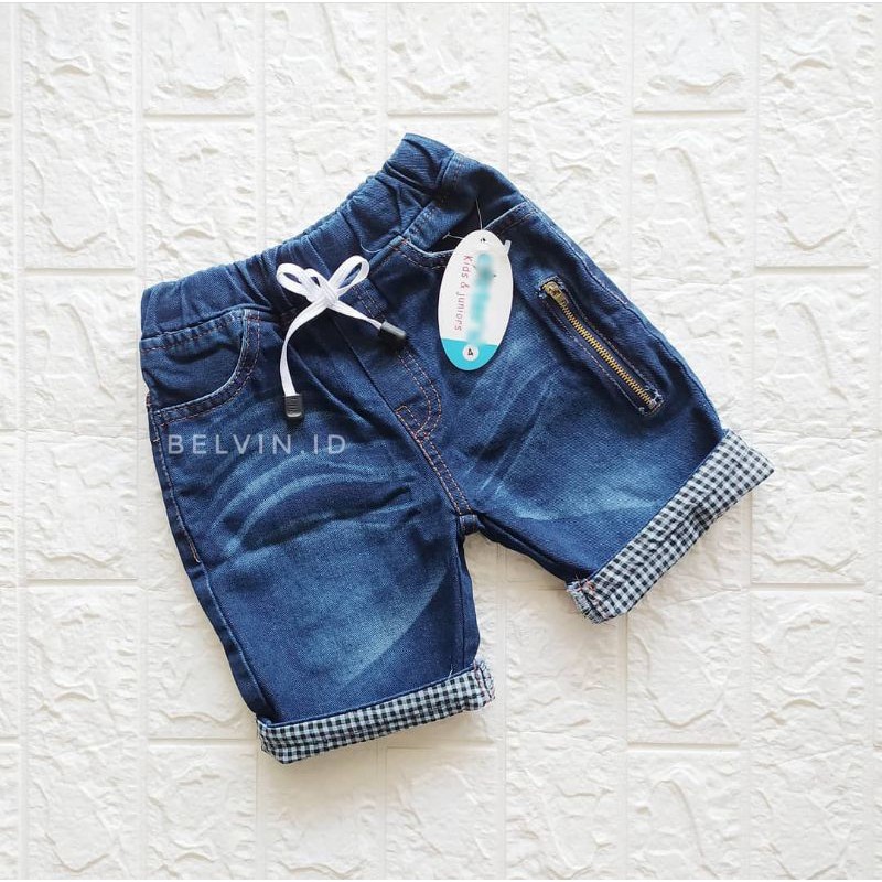 (2-8/9Thn) Jeans Pendek Anak Laki Laki Cowok Stik Balik Zipper