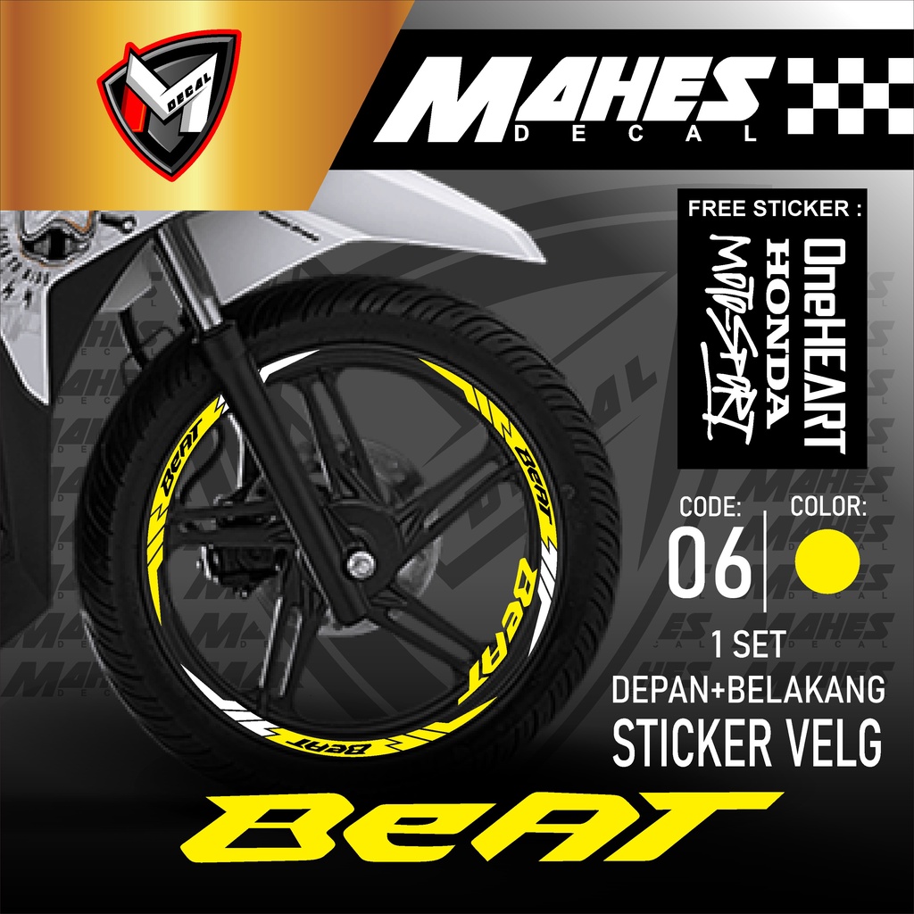 Mahes Decal - Aksesoris Stiker Cutting Sticker List Velg Motor Honda Beat Karbu Fi Esp Street Deluxe