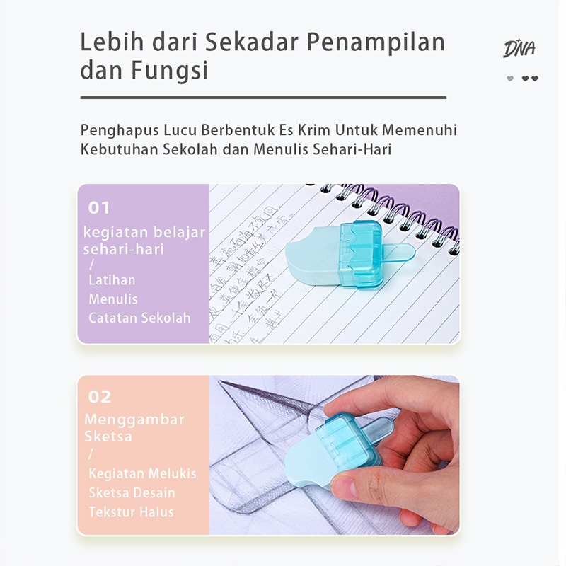 Deli Penghapus Lucu Penghapus Pensil Penghapus Mini Es Loli Elastis Alat Tulis Eraser