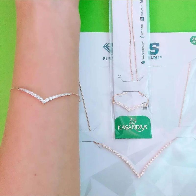 Kalung, cincin dan gelang serut, bangle Aurel Full mata UBS kadar 375 8k 420 9K