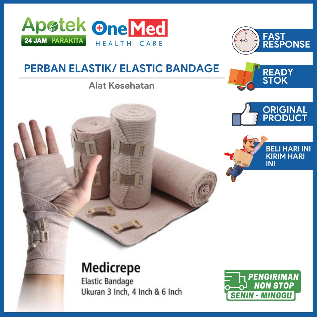 Onemed Medicrepe Elastik Perban/ Perban Coklat/ Elastic Bandage 3''/4''/6''