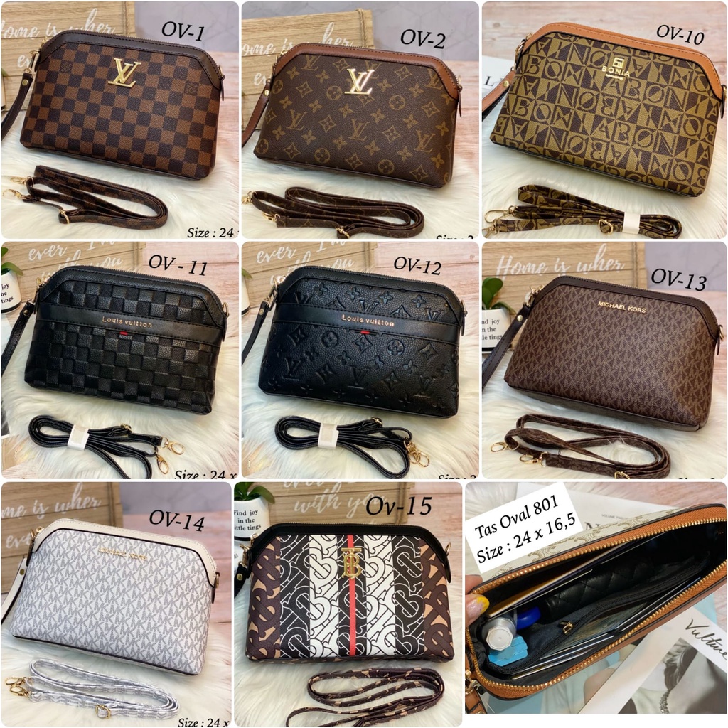 Clucth oval uk 24 x 16.5 cm bahan kulit wp tas import wanita selempang handbag