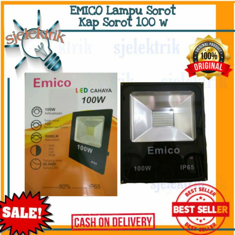 LAMPU SOROT / KAP SOROT LED 100 WATT PUTIH EMICO HALOGEN LED 100W