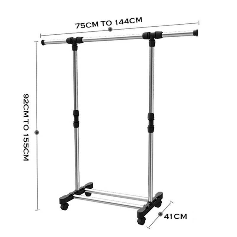 Stand Hanger Single Rak Serbaguna Dengan 4 Roda X11