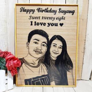 Lukisan kayu ukuran 30x40cm Kado ulang tahun Wisuda/ hadiah anniversary