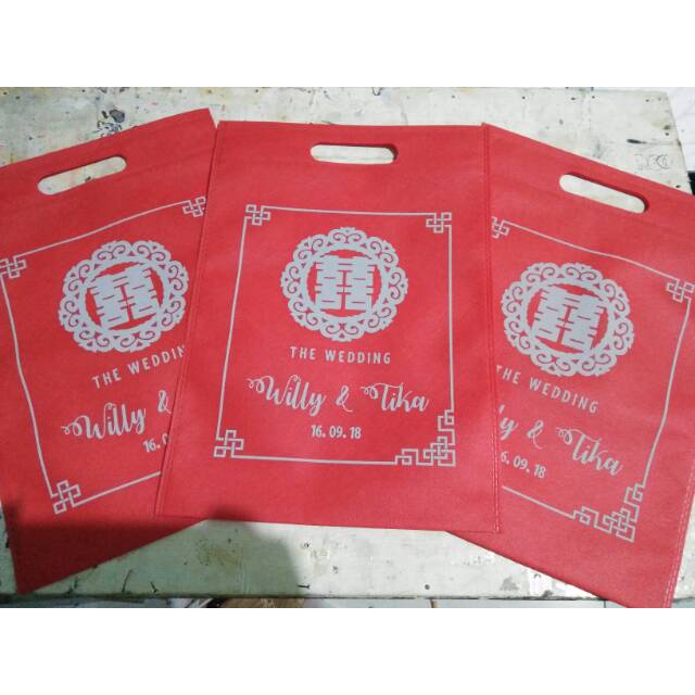 Sablon goodiebag/tas spunbond 25x35 oval