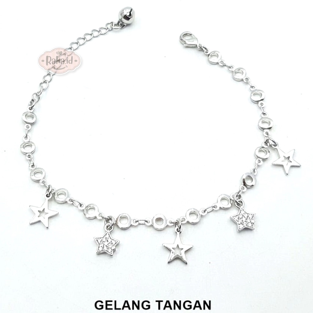 Gelang Tangan Rantai Dewasa Model Bintang Bintang Gold &amp; Silver Perhiasan Wanita 883