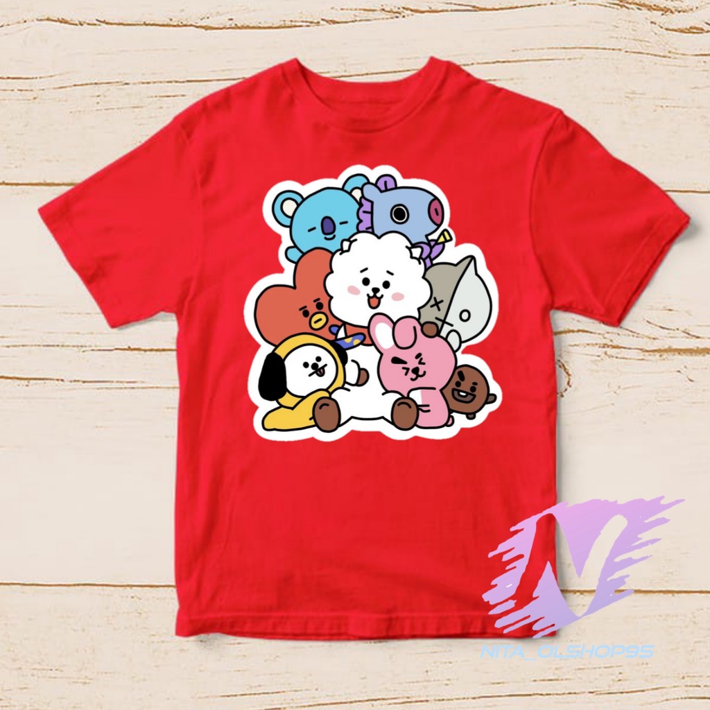 kaos anak animasi kartun bts