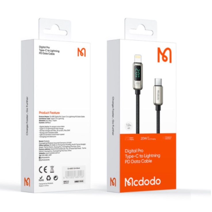 MCDODO CA-8810 Cable Iphone Lightning Digital Type C PD Fast 20W 1.2m