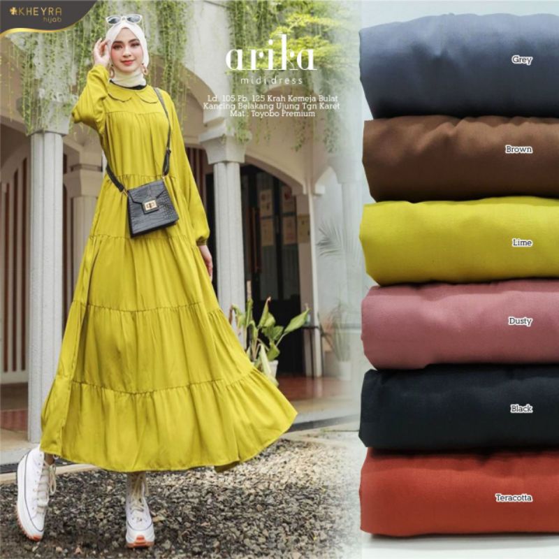 Arika Midi Dress Wanita Dress Toyoba Premium By Kheyra Hijab