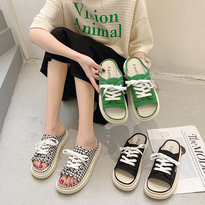 NFS01 - Sepatu Half Sneaker Tali Fashion Wanita Import