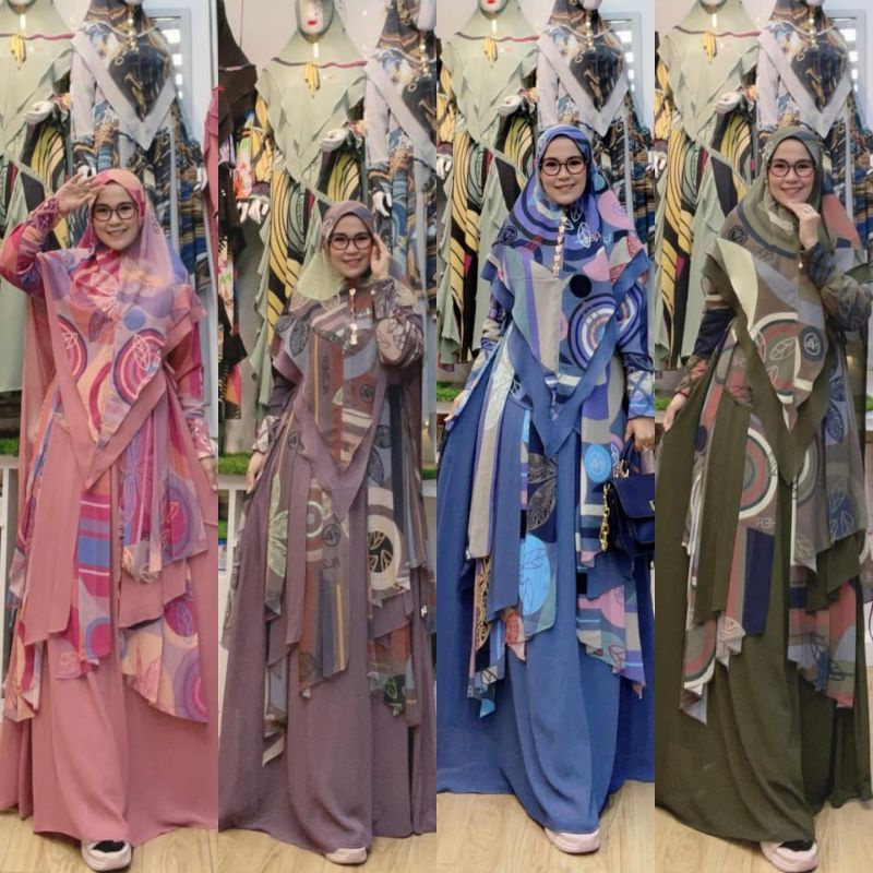 GAMIS ELLADINE BY ALZHEA - Gamis set khimar || gamis ceruty armany /Syar'i Set / Gamis+Khimar / Gami