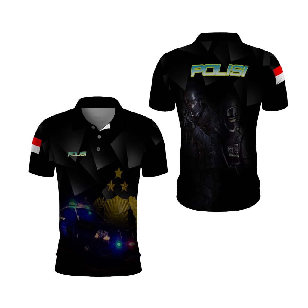 [Riashop] Polo Shirt Polisi Hitam | Kaos Polisi Militer | Kaos Polisi Pria