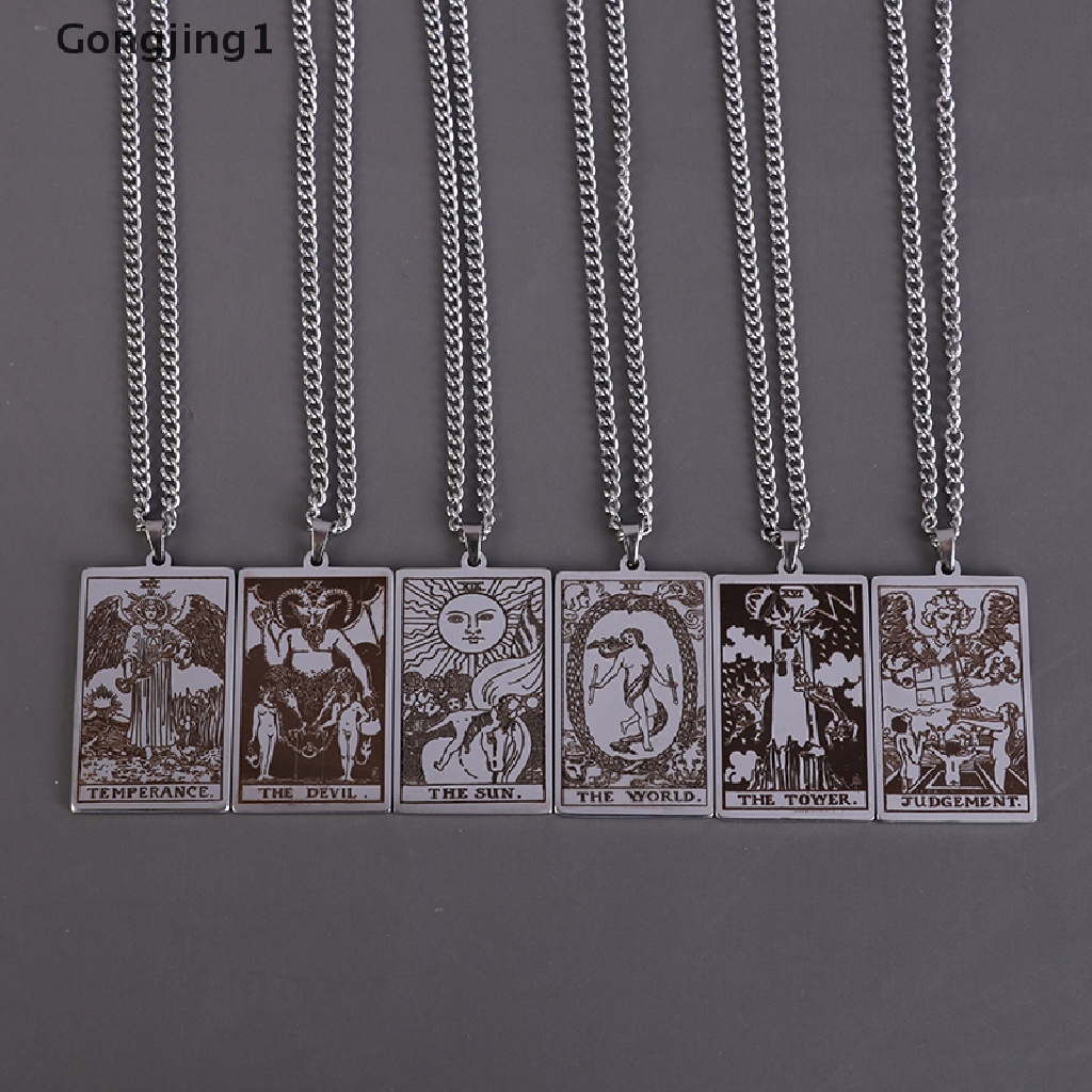 Gongjing1 Kalung Rantai Dengan Liontin Kartu Tarot Major Arcana Pagan