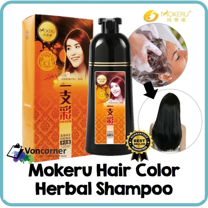 Promo Mokeru shampoo semir herbal warna rambut putih shampo
