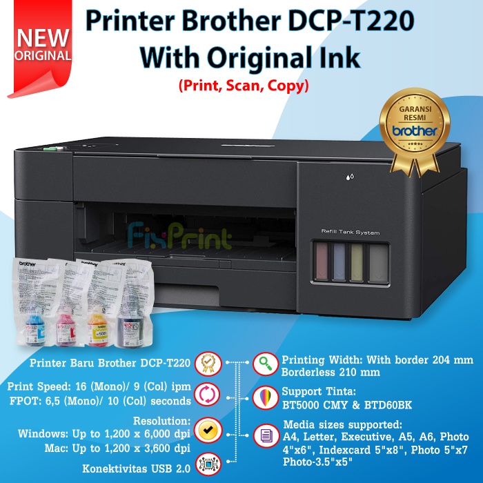 Printer Ink Tank Brother DCP-T220 DCP T220 Original Tinta D60Bk BT5000