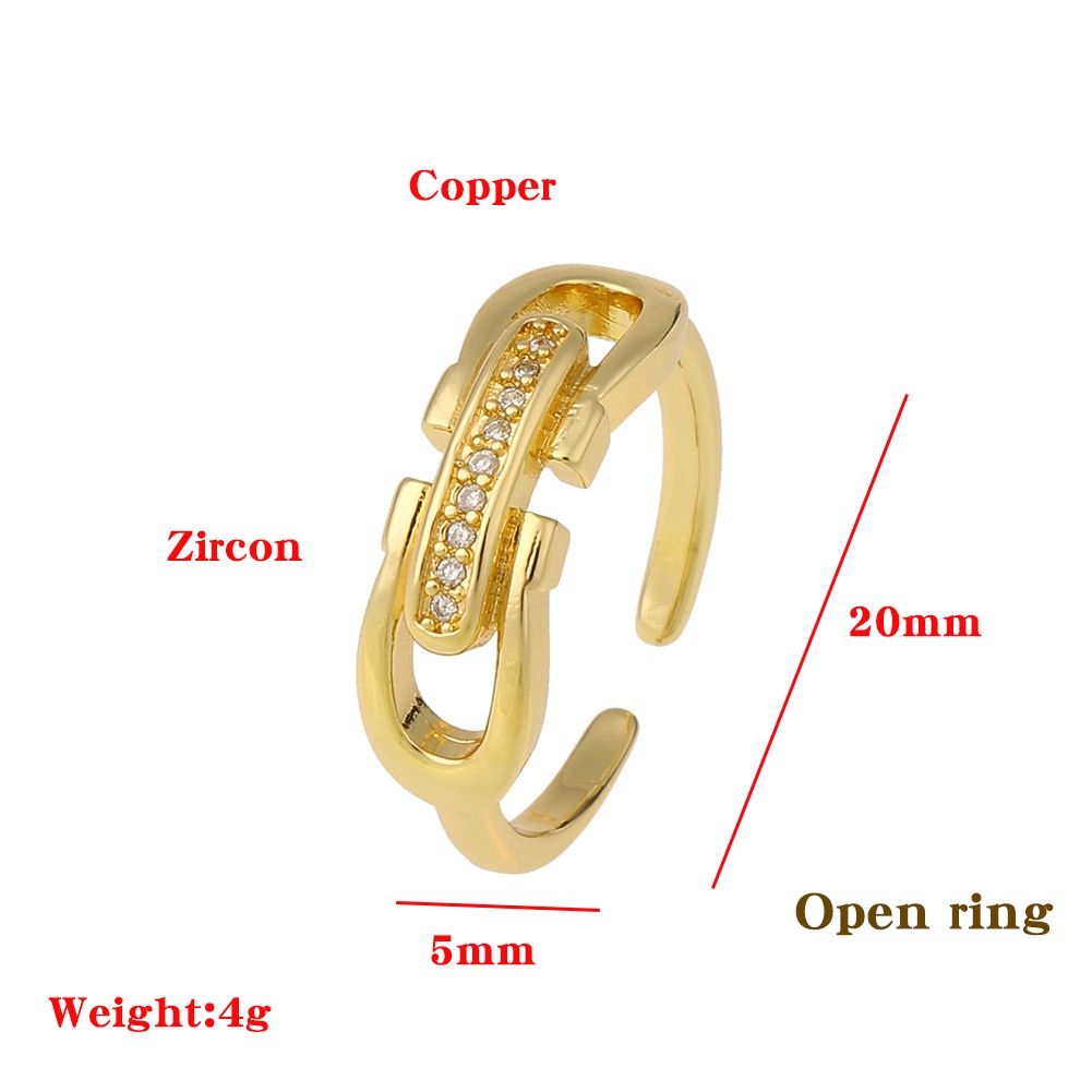 Ornamen geometris mikro bertatahkan zircon cincin multi-lapisan cincin jari telunjuk ekor aksesoris