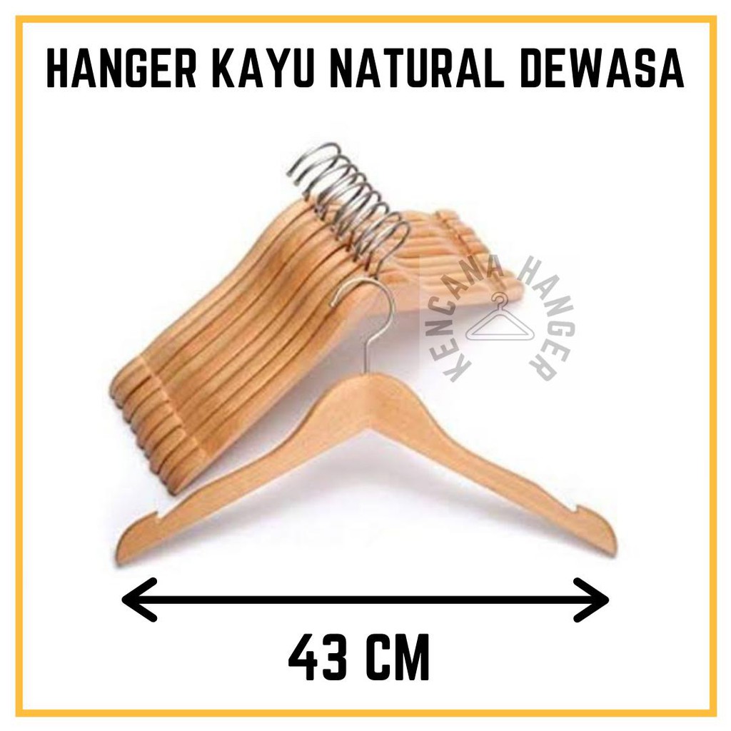 Jual Hanger Kayu Dewasa (Wood) warna Natural / Gantungan baju