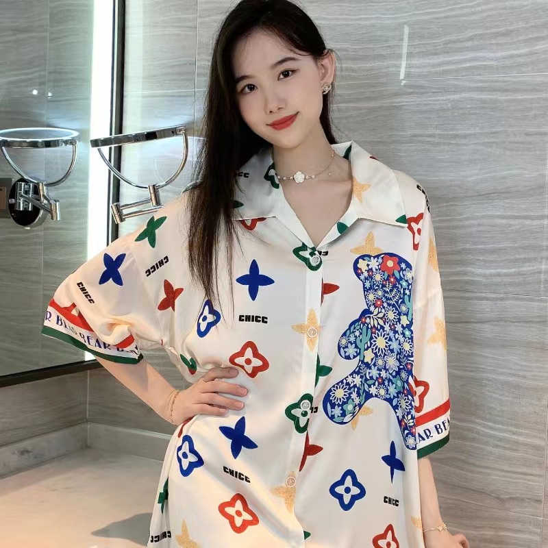 piyama wanita tipis/2022 versi Korea baru dari baju tidur sutra es bernapas