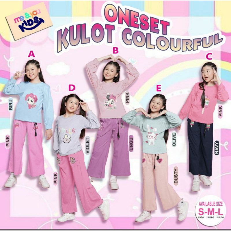ME & YOU KIDS - ONESET KULOT COLOURFUL / Setelan Anak Kulot Warna Warni