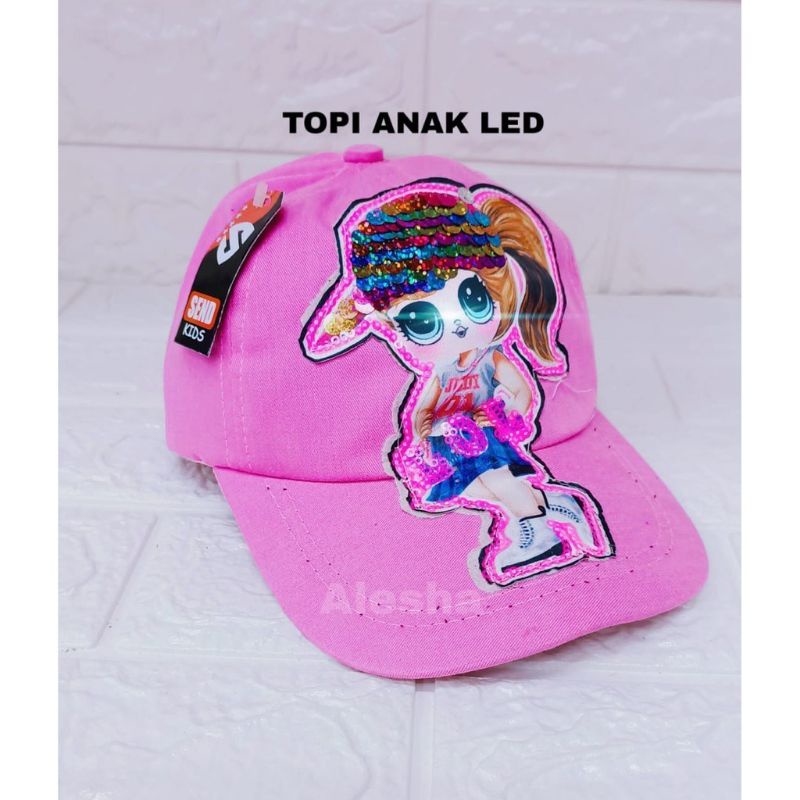 Topi anak Perempuan Topi LED LOL Gaya Korea