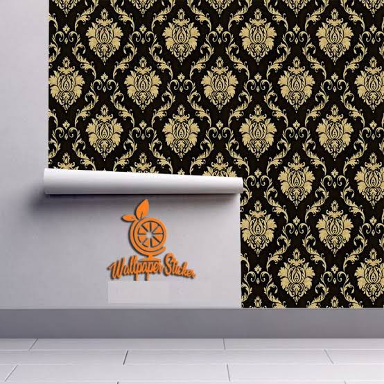 Promo murah Wallpaper dinding kamar ruang tamu hitam batik gold mewah bagus elegan