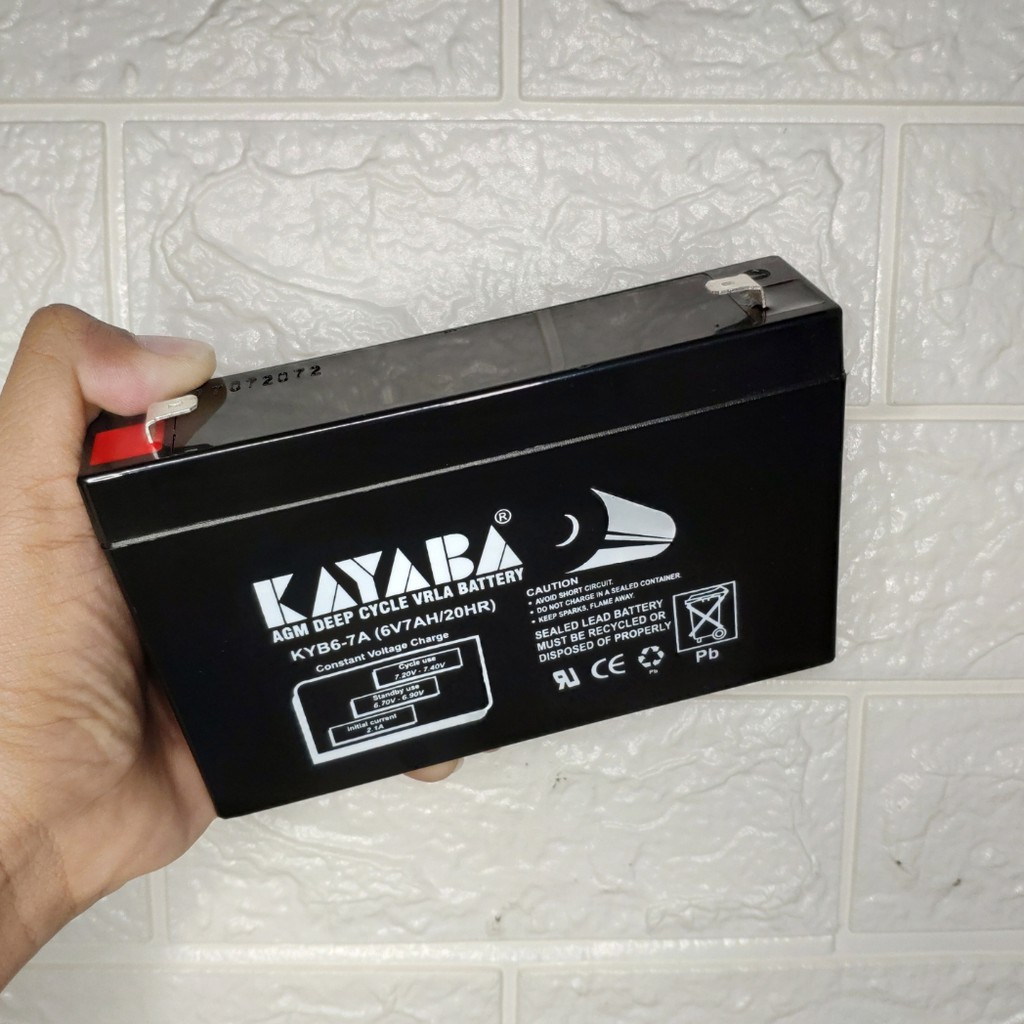 PUSAT BATERAI KAYABA 6 VOLT 7 AMPER MOTOR AKI MOBIL MOBILAN ANAK BATTERY PMB PLIKO 6V 7AH RC MAINAN KAYABA