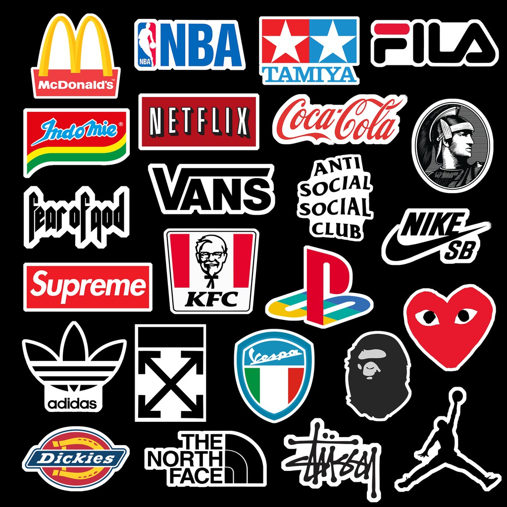 

24Pcs STICKER BRAND LOGO HYPEBEAST Medium Size Stiker Motor Koper Helm Waterproof