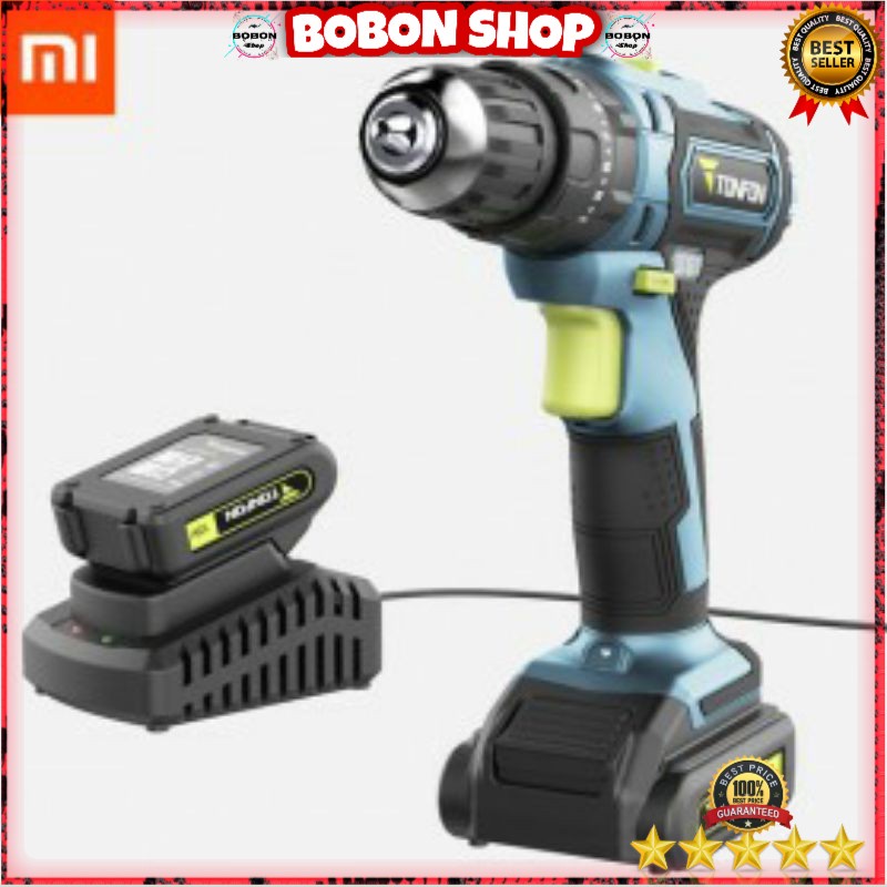 GS8 12V Tonfon Wireless Electric Cordless Power Drill Bor Listrik Black/Blue