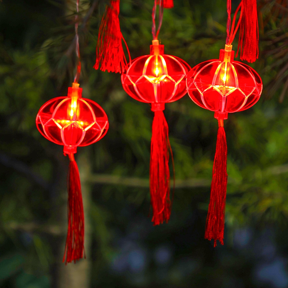 Lampion LED China Spring Festival String Light Lentera Klasik Tahun Baru Jumbai String Lampu Dekorasi