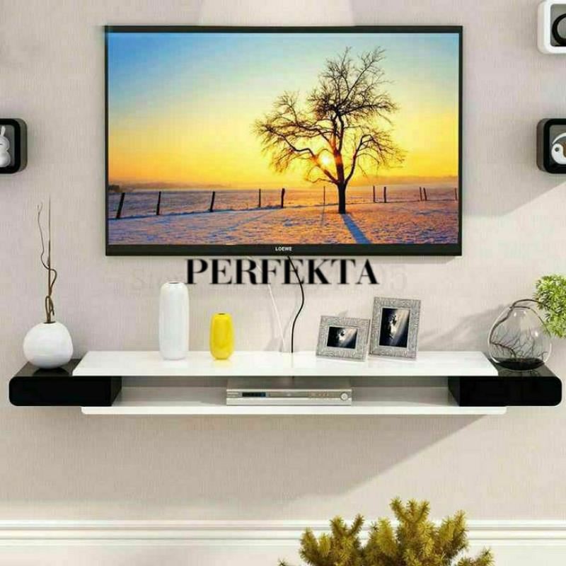 Model Rak Meja Tv Minimalis Kayu Palet Alumunium Besi Gantung Dinding Tembok Modern Tempel Mq