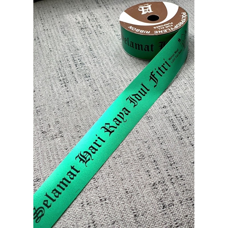 

RIBBON Eid Mubarak Pita Kado Glossy Lebaran 1 1/2 Inch 1 Roll