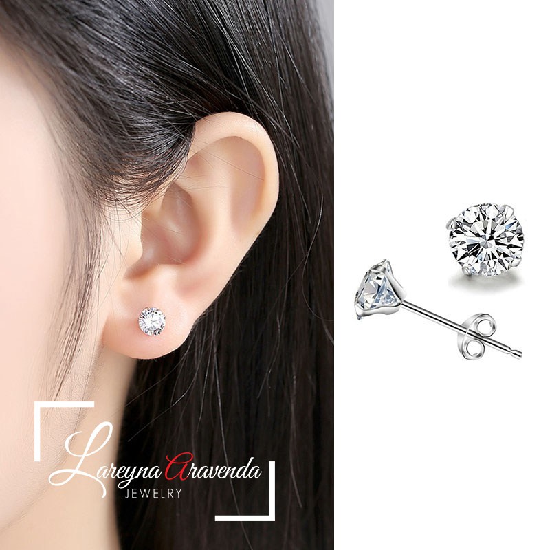 Anting Wanita Titanium Asli Crystal Kristal Zircon AAA ET005