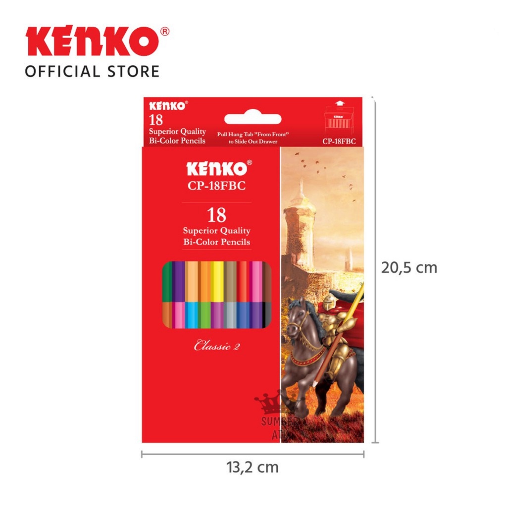 

Pensil Warna KENKO 18 warna Bi-color CP-18FBC ( 18 warna dengan 2 sisi )