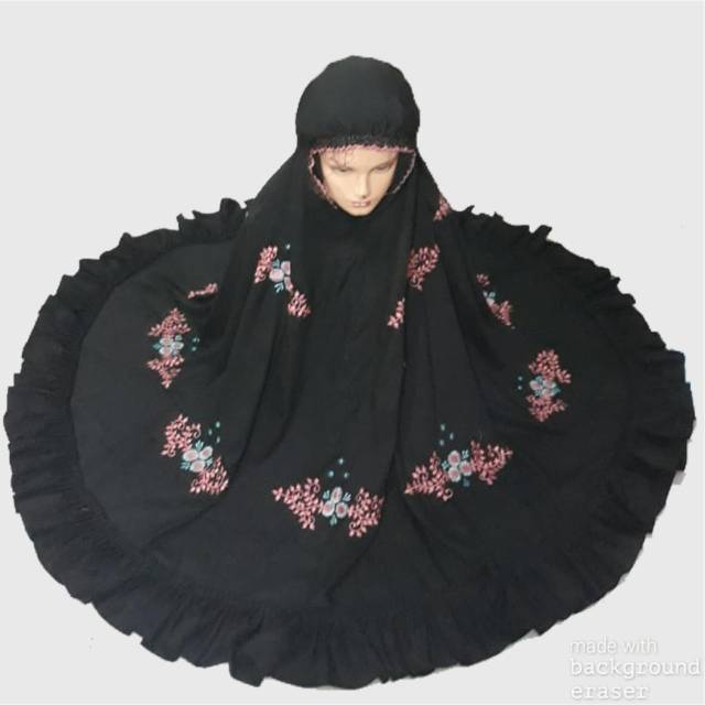Mukena Padang Rimpel Bordir Hitam