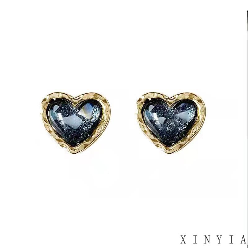 Anting Stud Bentuk Hati Warna Emas Untuk Wanita