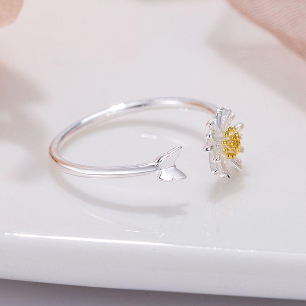 Preva Pembukaan Cincin Fashion Klasik Bunga Daisy Perhiasan Hadiah Pernikahan Keberuntungan