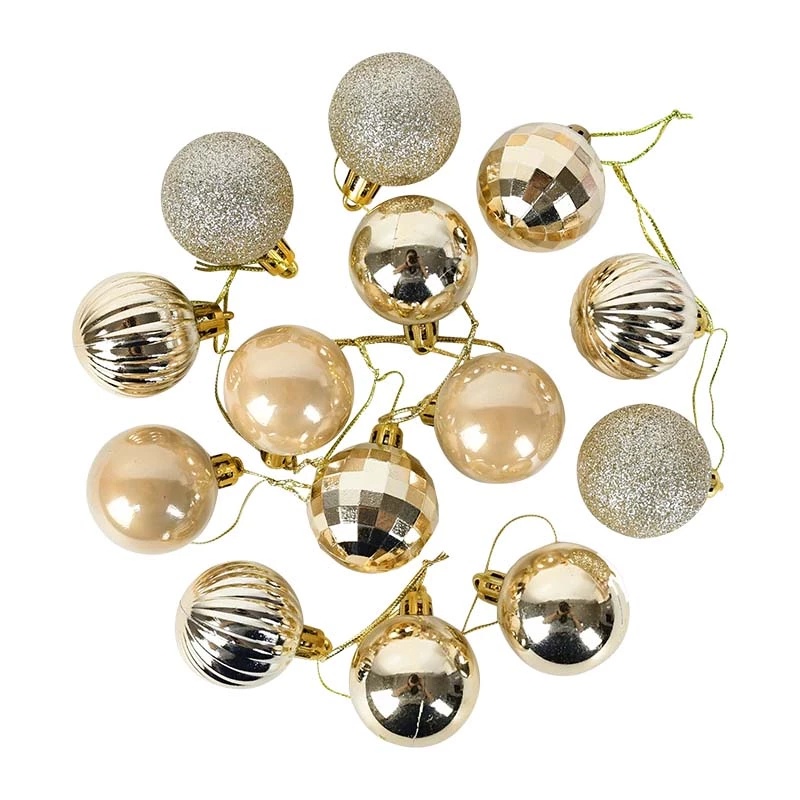 34pcs Ornamen Bola Bauble Glitter 15 Warna Ukuran 4cm Untuk Dekorasi Pohon Natal