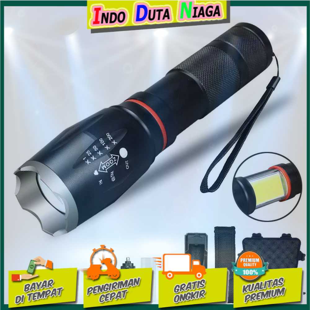 IDN TOOLS - TaffLED Senter LED Torch Cree XM-L T6 +Baterai+Charger+Box - E17 COB